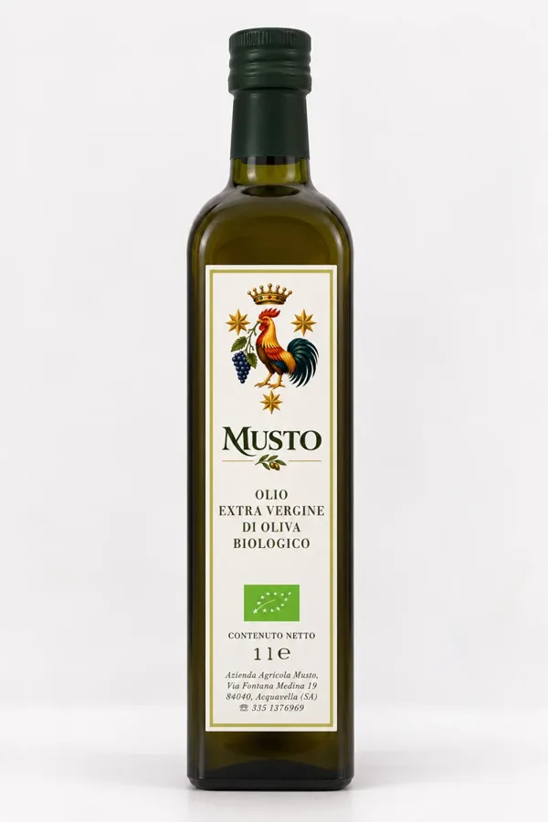 Musto organic extra virgin olive oil, 1 litre Marasca bottle