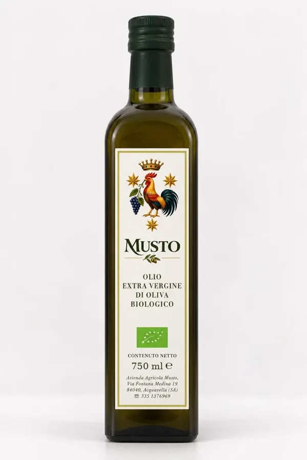 Musto organic extra virgin olive oil, 750 ml Marasca bottle